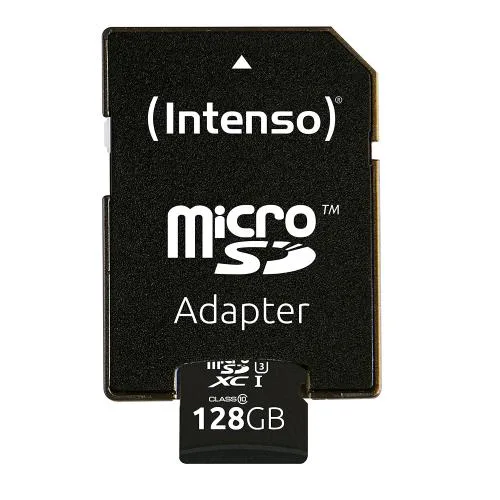 Intenso Micro SDXC con Adattatore 128 GB Classe 10 Uhs-I Nero