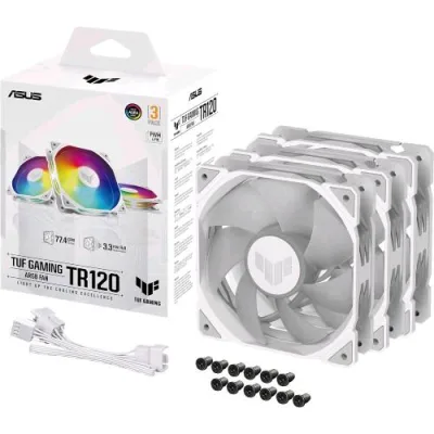 ASUS Tuf Gaming TR120 ARGB Fan 3 in 1 Ventola 120mm 2.000RPM 16 LED Indirizzabili Singolarmente Pack 3 Pz. Bianco