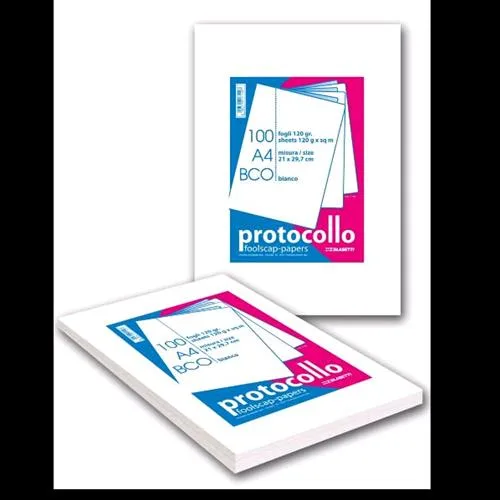 Blasetti Fogli Protocollo A4 Rigatura Ub Bianco 120g Conf 100 Fogli