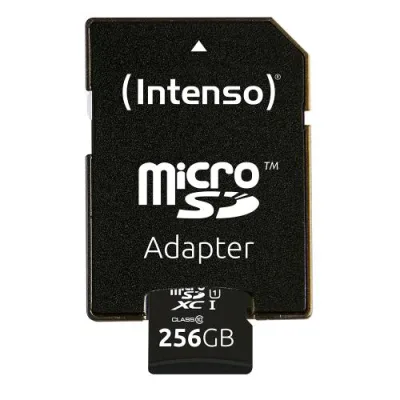 Intenso Micro SDXC con Adattatore 256 GB Classe 10 Uhs-I Nero