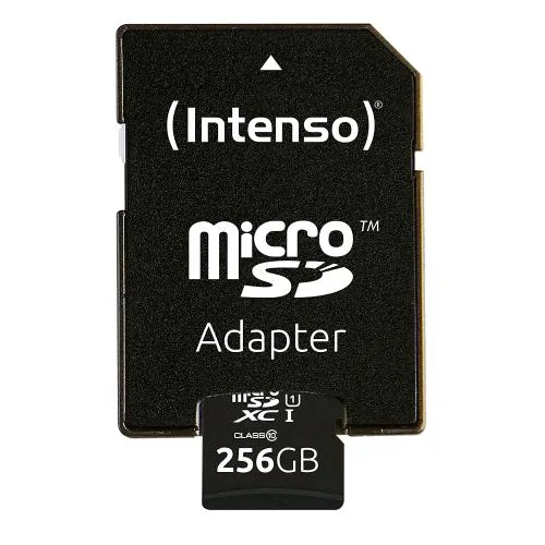 Intenso Micro SDXC con Adattatore 256 GB Classe 10 Uhs-I Nero