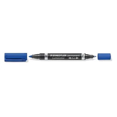 Staedtler Lumocolor Duo Marcatore Permanente Blu Doppia Punta 0.60/1.50 Conf 10 Pz.