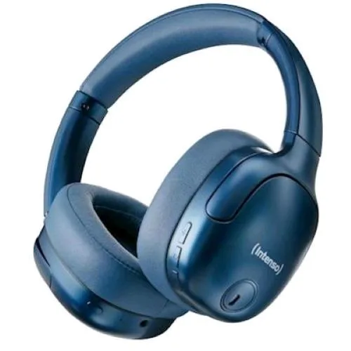 Intenso O400HA Cuffie Over-Ear Bluetooth 5.3 Hybrid Active Noise Cancelling fino a 75 Ore di Autonomia Blue