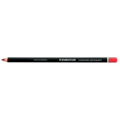 Staedtler Lumocolor Glasochrom Matita HB Vetrografica Resistenta All'acqua di Colore Rosso Fusto Nero+Rosso Conf 12 Pz.