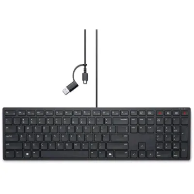 Dell KB525C Tastiera Layout Italiano Qwerty USB-C con Adattatore USB-A Sul Cavo Nero