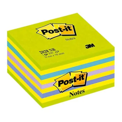 3M Cubo Post-It Neon 2028-NB 450 Fogli Post-It 76MMX76MM Colori Assortiti
