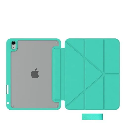 Celly Apple iPAD 10.9 11TH Gen Custodia a Libro con Retro Cover Trasparente Ultra Sottile Materiale Resistente Agli Urti On/Off Display All'apertura Turchese