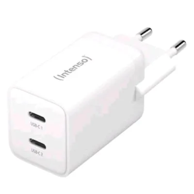 Intenso Power Adapter Caricabatterie da Rete Gan 2 x USB-C PD Quick Charge 4.0 40 W 2 x 20 W Bianco