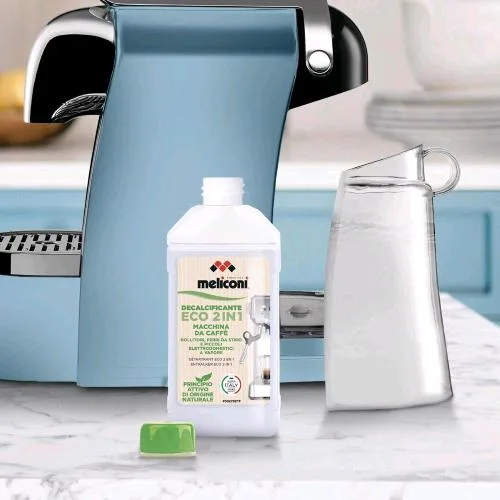 Meliconi Decalcificante Eco 2-in-1 Anticalcare per Macchina Caffe' e Piccoli Elettrodomestici Formula Naturale Confezione Riciclabile 2 Flaconi per 4 Trattamenti
